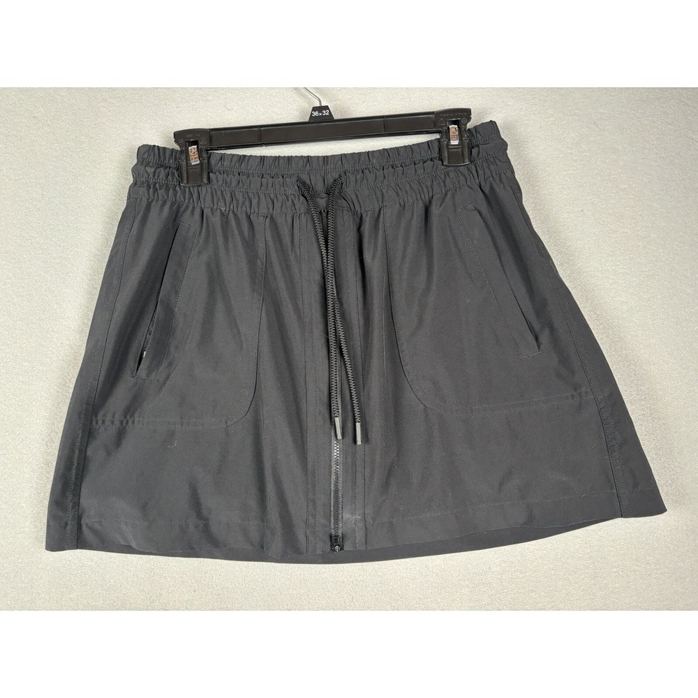 Athleta Women's Skort 10 Black Skort Zip Front Pockets Workout Gym #2375